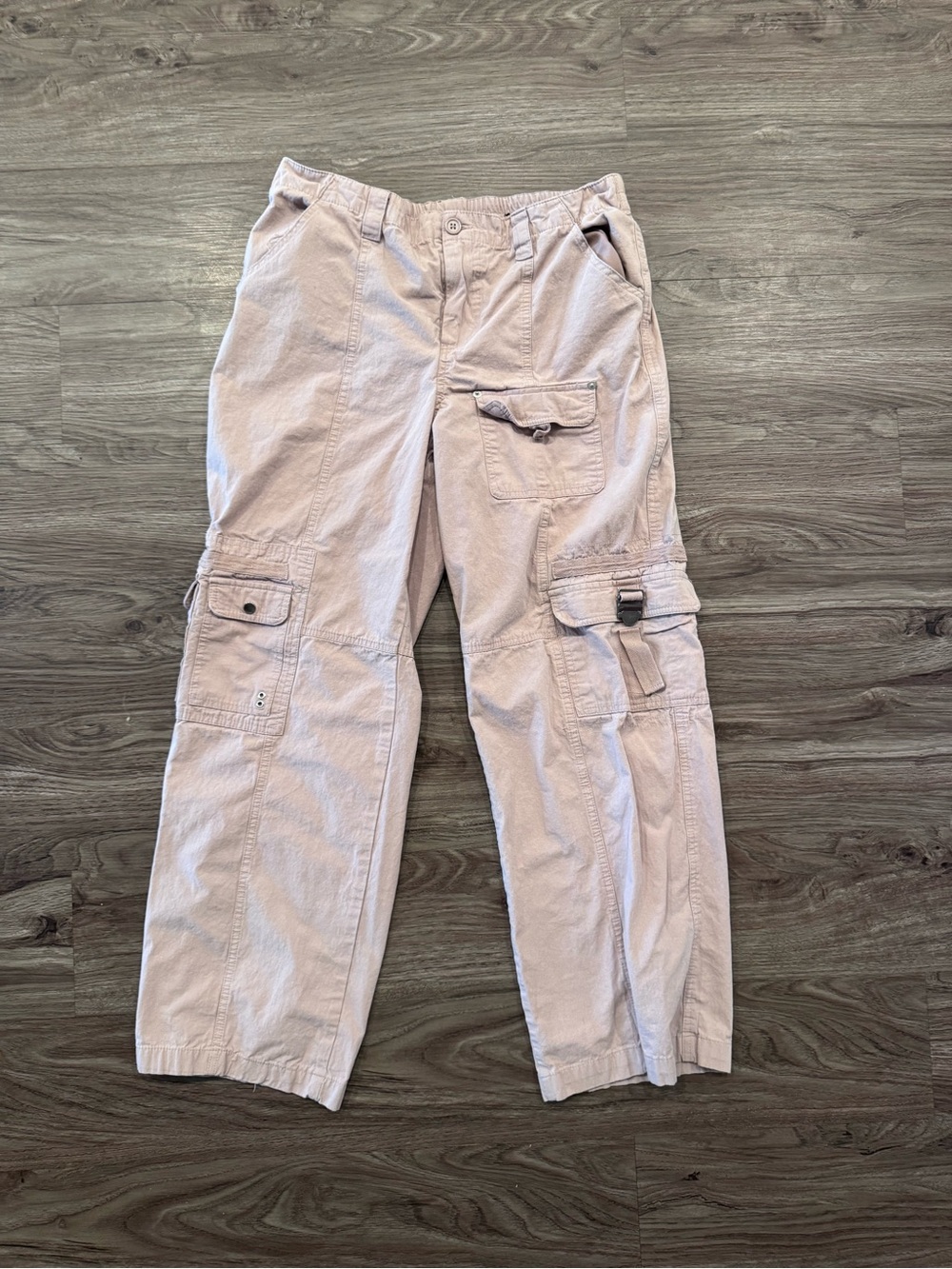 Casual Wide-Leg Cargo Pants in Light Beige - Utility Style
